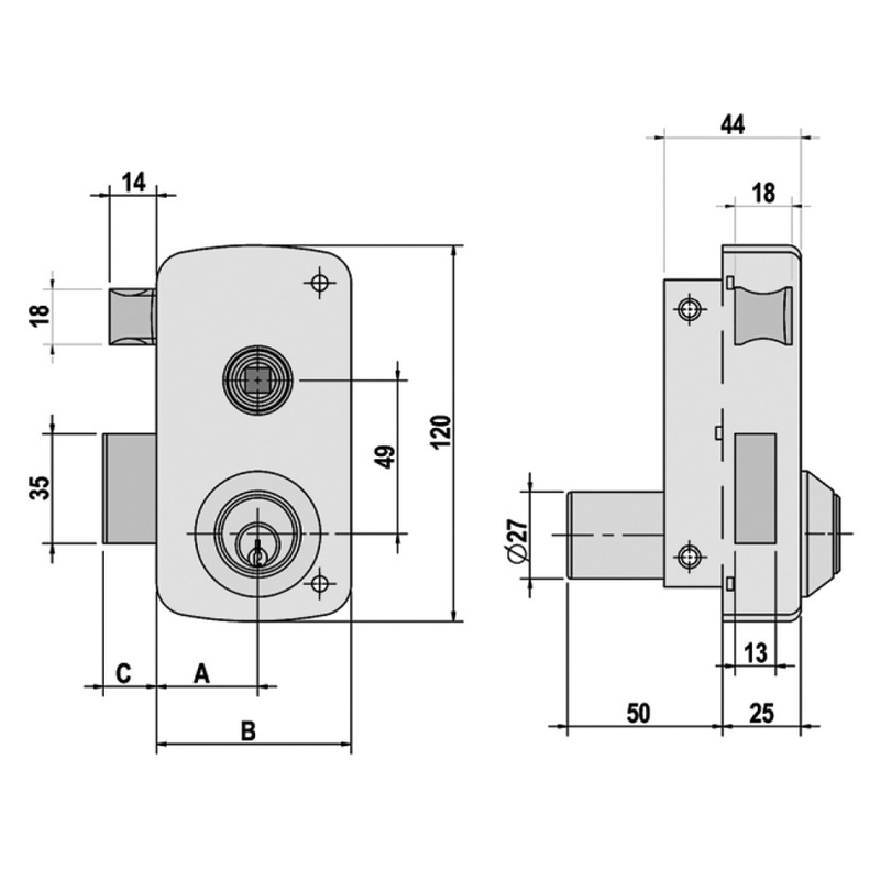 Cerradura sobreponer LINCE 5056B