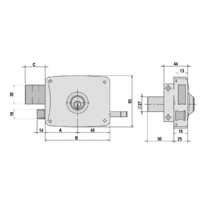 Cerradura sobreponer LINCE modelo 5125A 80 mm