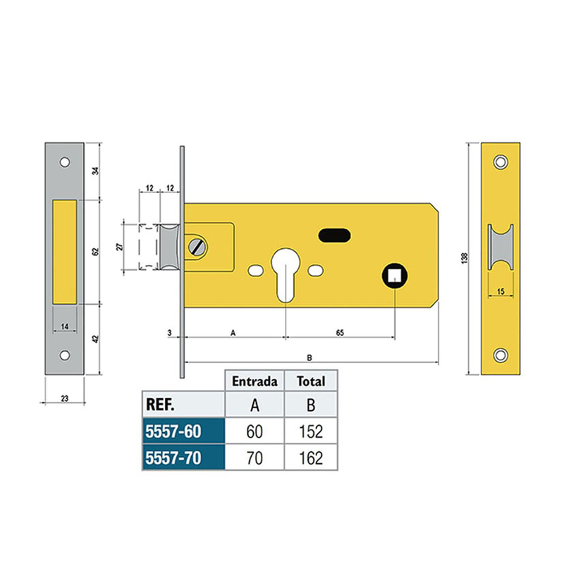 Cerradura de embutir LINCE modelo 5557