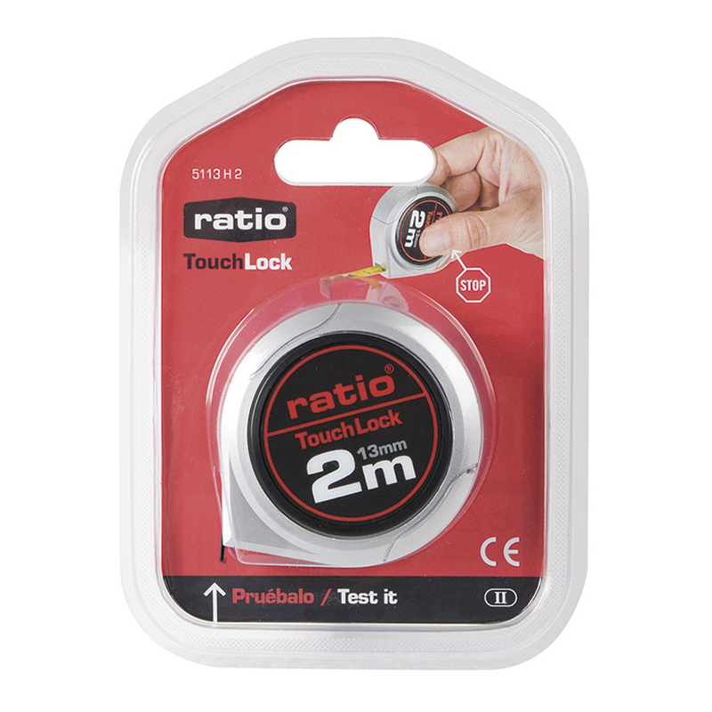 Flexómetro compacto RATIO Touch Lock 2 m x 13 mm