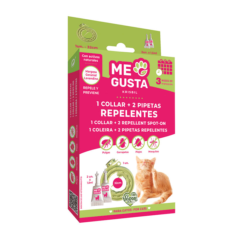 Pack repelente  ME GUSTA collar+ 2 pipetas para gatos