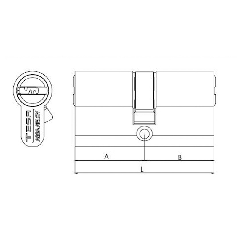 Cilindro TESA ASSA ABLOY T-60 niquelado 80mm 30-50 mm | Ferreterías