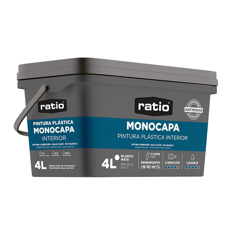Pintura plástica monocapa interior RATIO antimoho 4l
