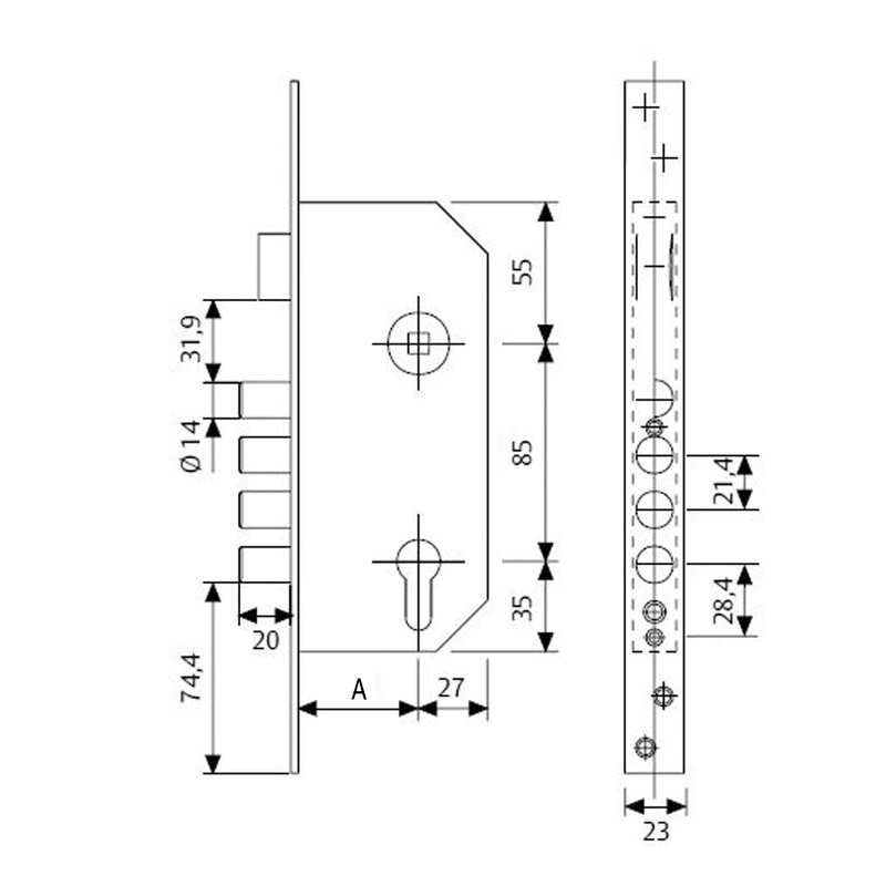 CERRADURA TESA SEGURIDAD EMBUTIR R200B 1P 50MM LATON R