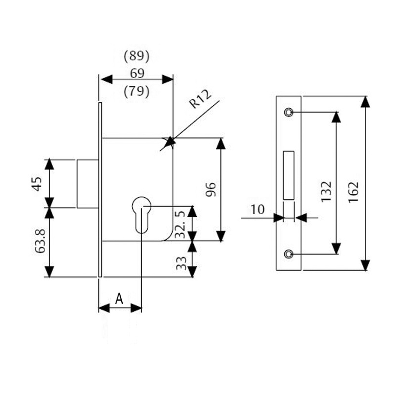 Cerradura embutir madera TESA ASSA ABLOY modelo 2031 niquelada
