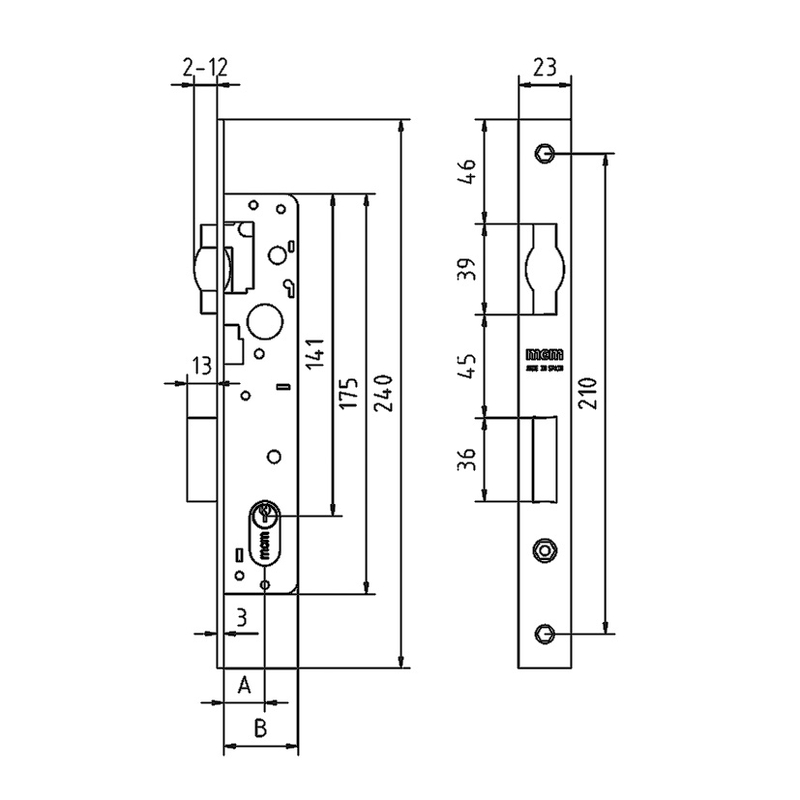 Cerradura de embutir MCM carpintería metálica modelo 1551