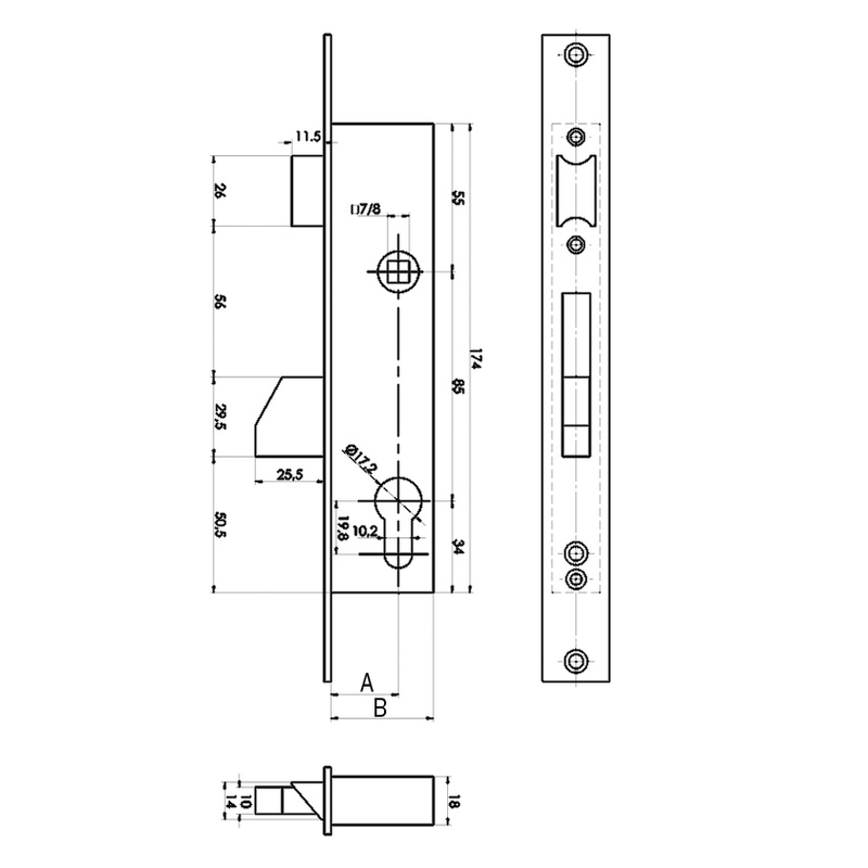 Cerradura embutir carpintería metálica TESA ASSA ABLOY modelo 2215