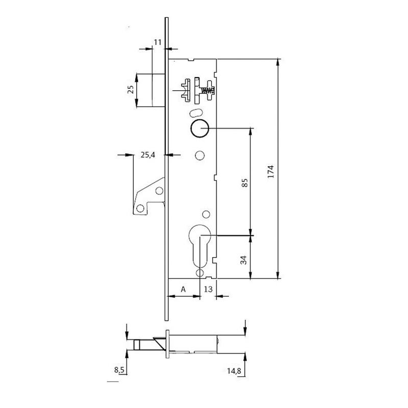 Cerradura embutir carpintería metálica TESA ASSA ABLOY modelo 2240