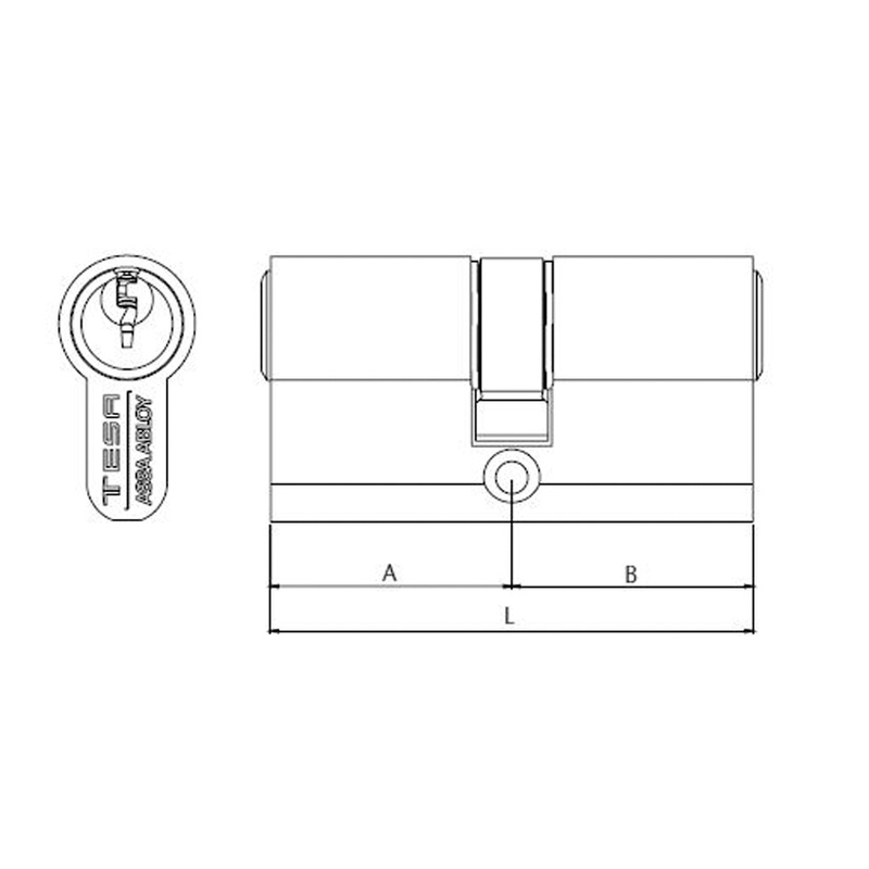 Cilindro sistema TESA ASSA ABLOY TE-5 13,2 mm niquelado 30-30 mm