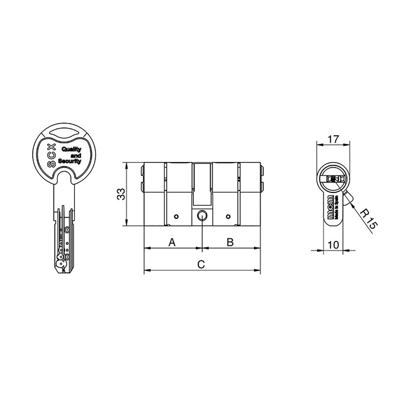 Cilindro de alta seguridad MCM SCX Plus niquelado