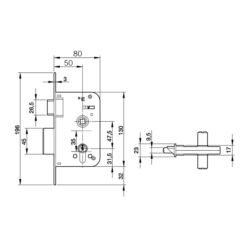 Cerradura embutir madera YALE modelo 600/60mm