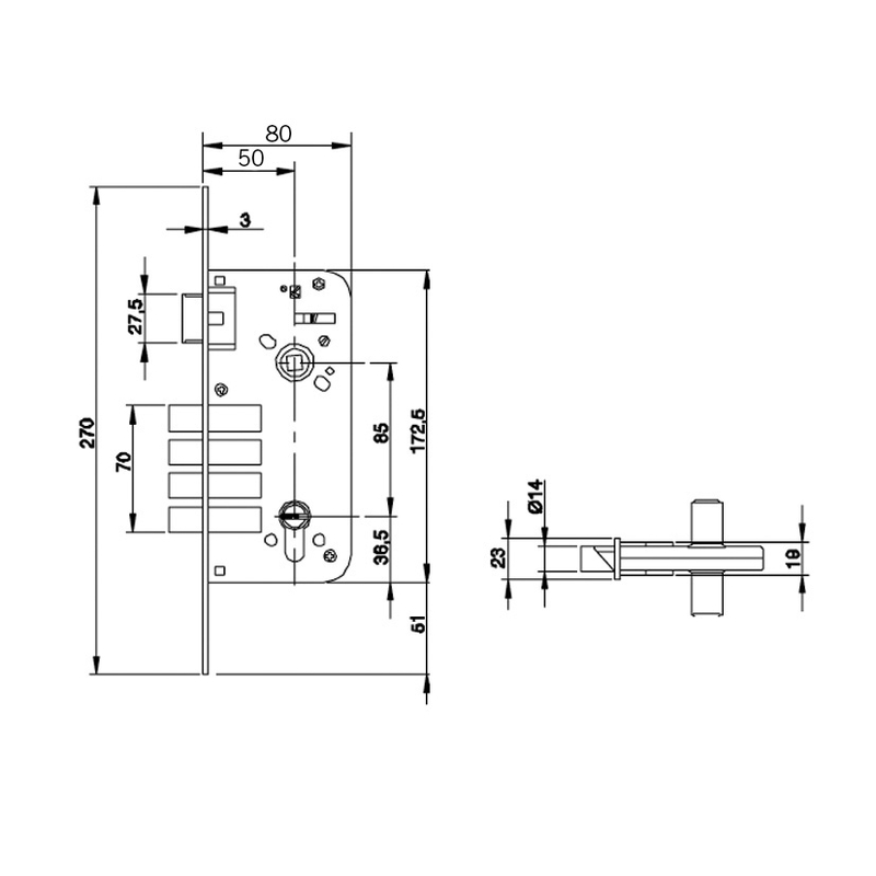 Cerradura seguridad embutir madera YALE modelo 8912 70mm