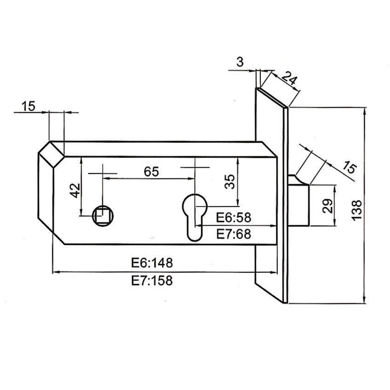 Cerradura embutir CAYS Modelo E6D