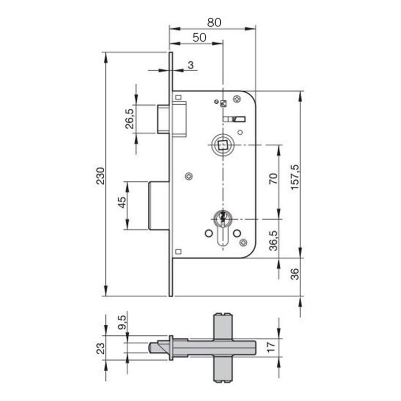 Picaportes embutir madera YALE modelo 700 80mm