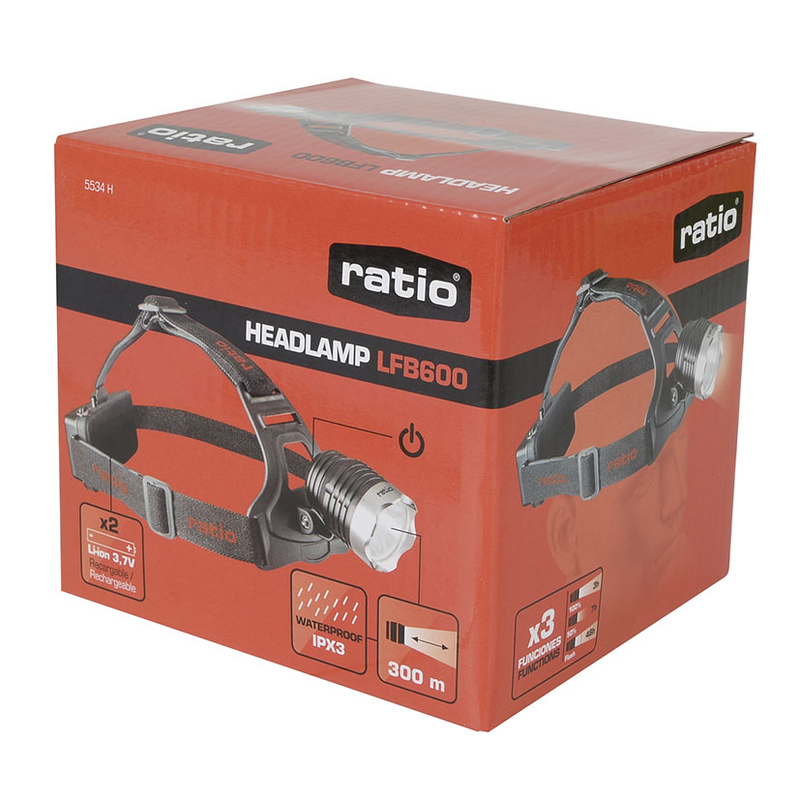 Linterna frontal recargable RATIO HeadLamp LFB600