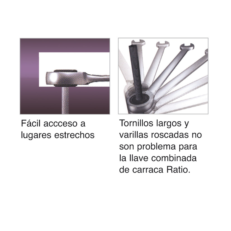 Llave combinada de carraca RATIO Serie Gear