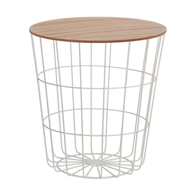 Mesa auxiliar redonda madera/acero blanco Ø 39