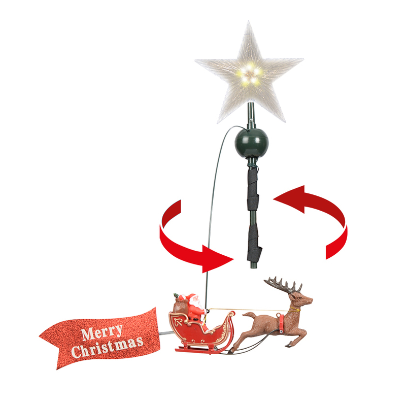 Estrella árbol navidad con Papá Noel en movimiento ø 55 cm