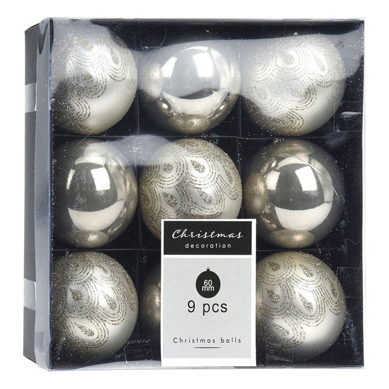 Juego 9 bolas Navidad surtidas