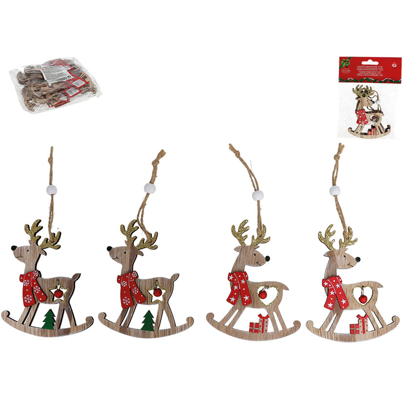 Colgante árbol figura reno balancín, 2 unidades