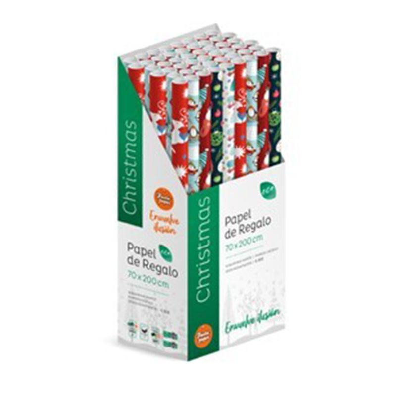 Rollos papel regalo deco navidad 2 m  50 unidades