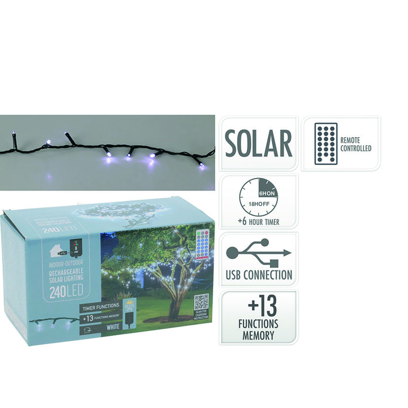 Guirnalda solar LED 240 luces 10m