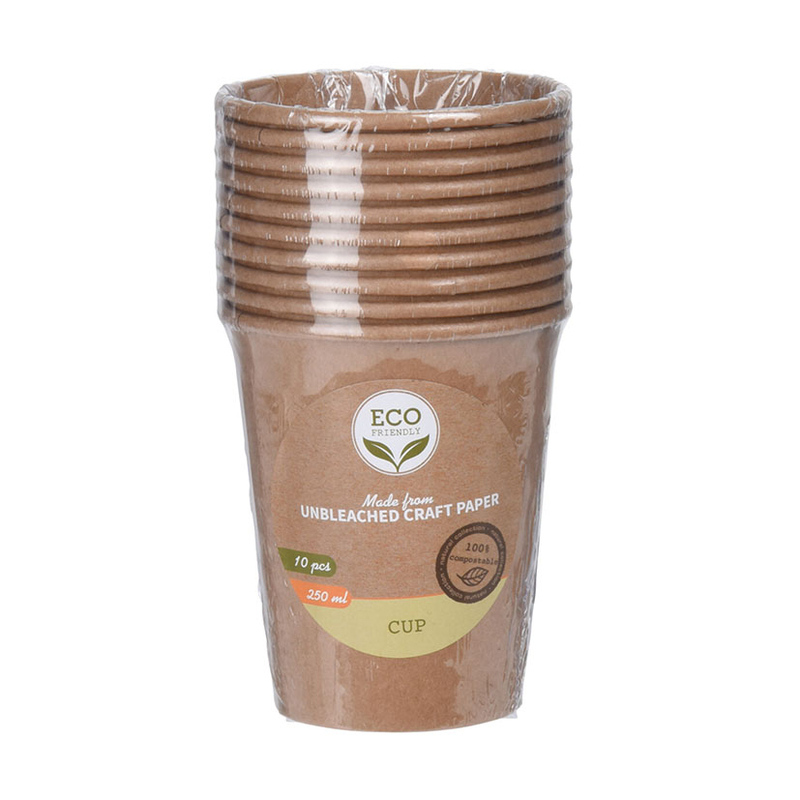 Set 10 Vasos desechables de papel Kraft