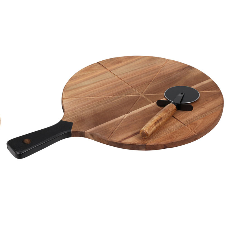 Corta pizza más tabla madera acacia
