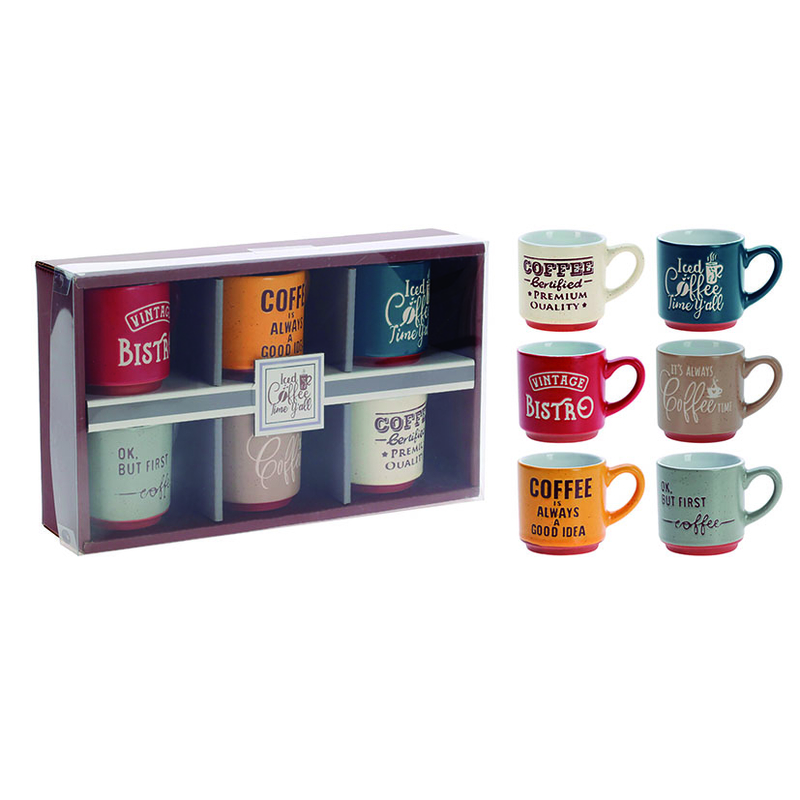 Taza gres retro 6 unidades