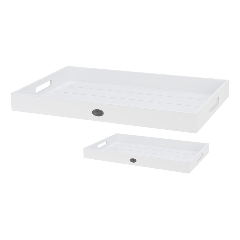 Juego 2 bandejas para servir en madera blanco