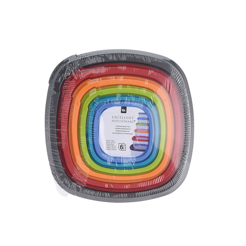 Juego de 6 fiambreras cuadradas plástico
