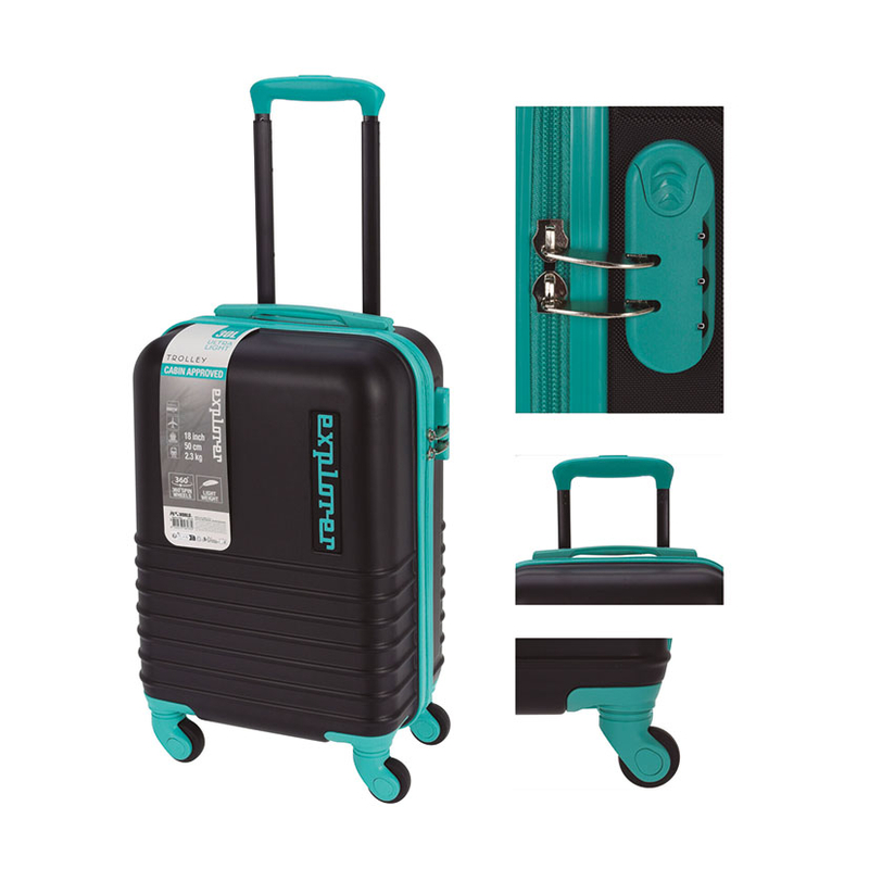 Maleta de cabina ABS negro y verde