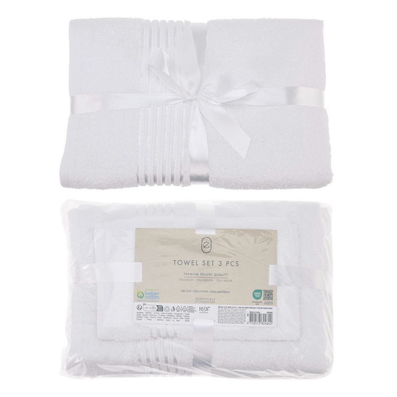 Juego 3 toallas baño algodón rizado