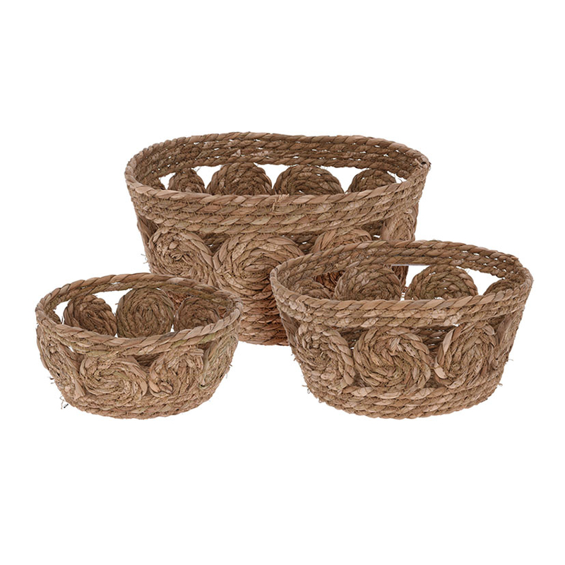 Set 3 cestas decorativas Totora