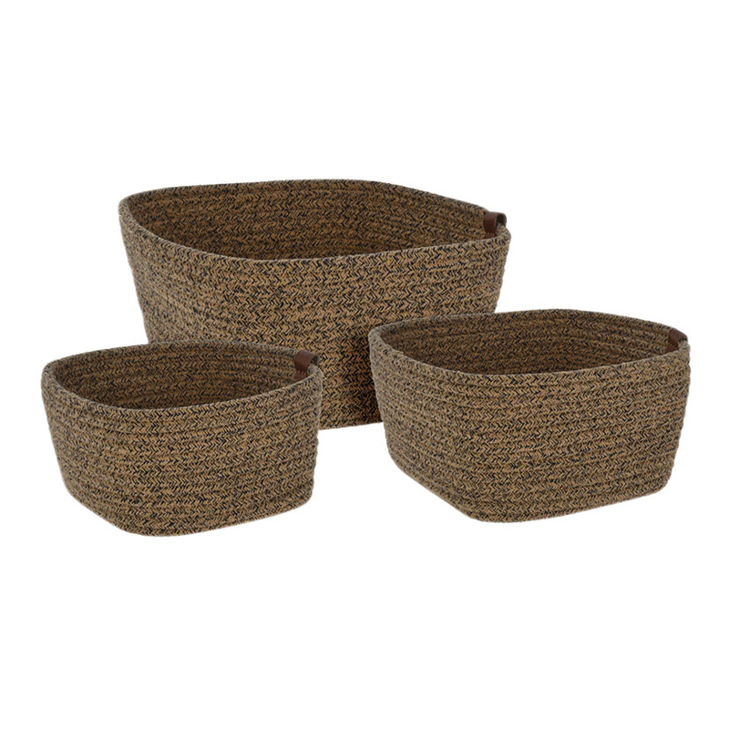 Set 3 cestas decorativas cuerda algodón