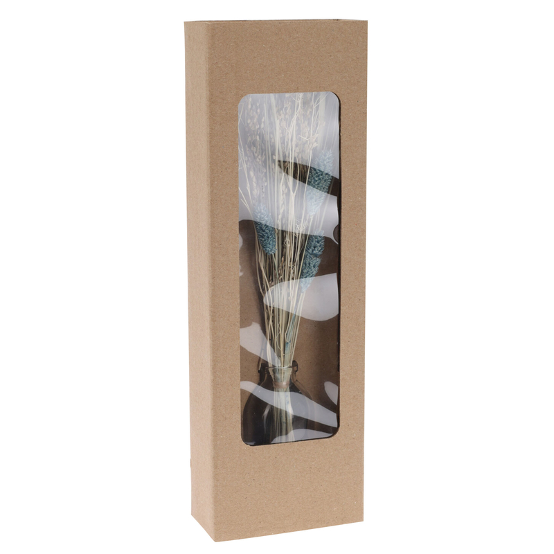 Jarrón cristal con flor seca 12x36,5 cm