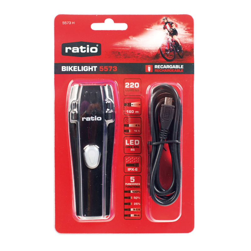 Linterna LED recargable RATIO BikeLight 5573