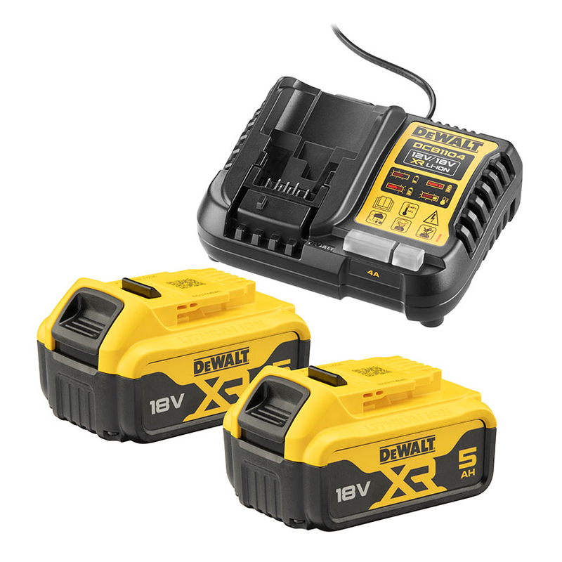 Kit 2 baterías DEWALT 5,0 Ah XR 18 y cargador rápido XR