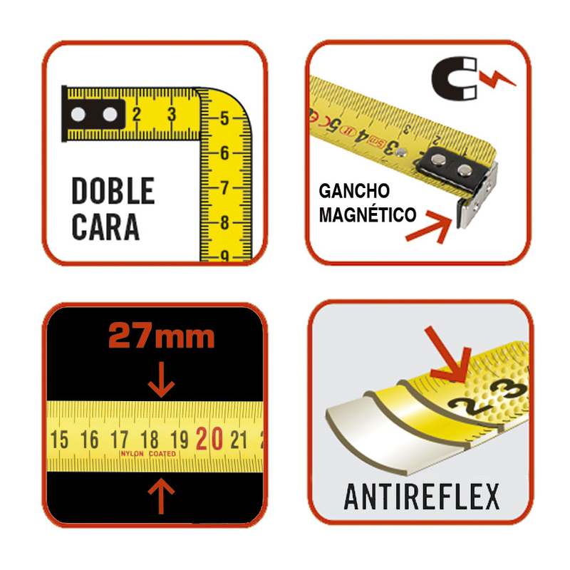 Flexómetro serie Protect Pro Magnetic 5 m - Hoja 25 mm - Ratio