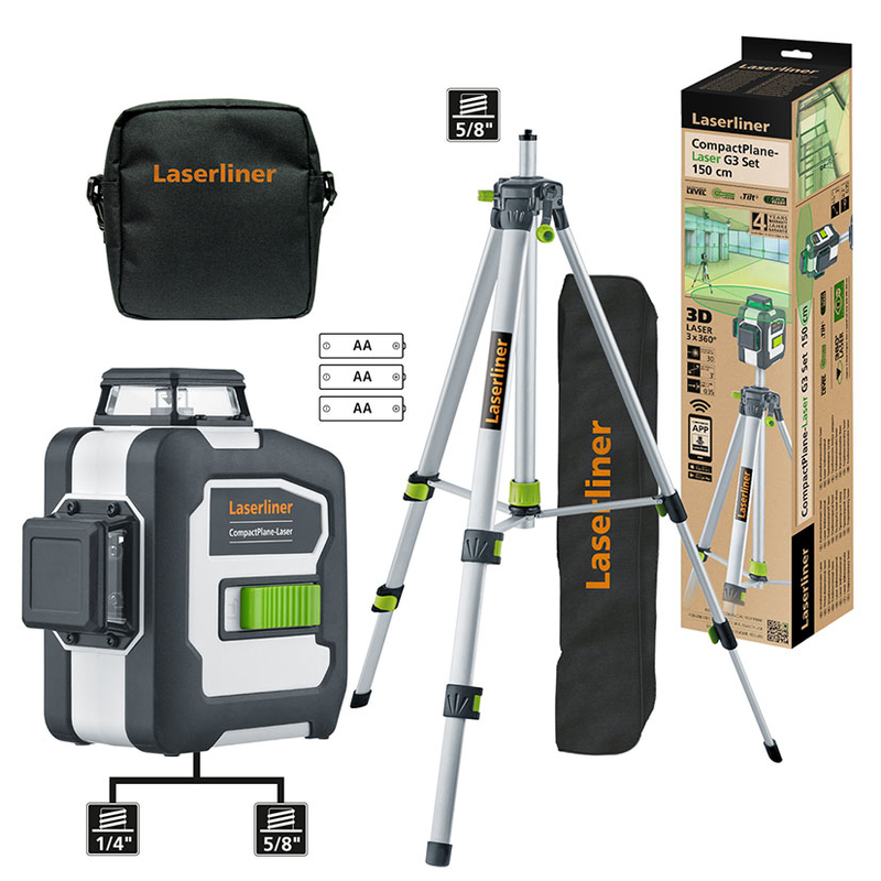 Set medidor láser LASERLINER CompactPlane 3 G 150 cm