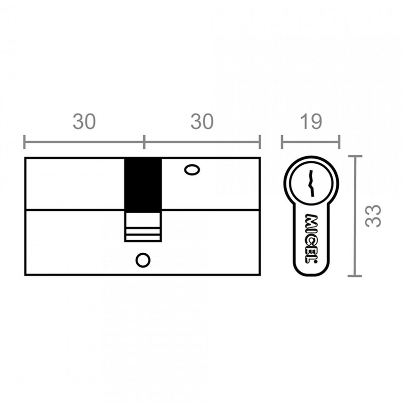 Cilindro de seguridad MICEL GS02 Leva corta 13,2 mm