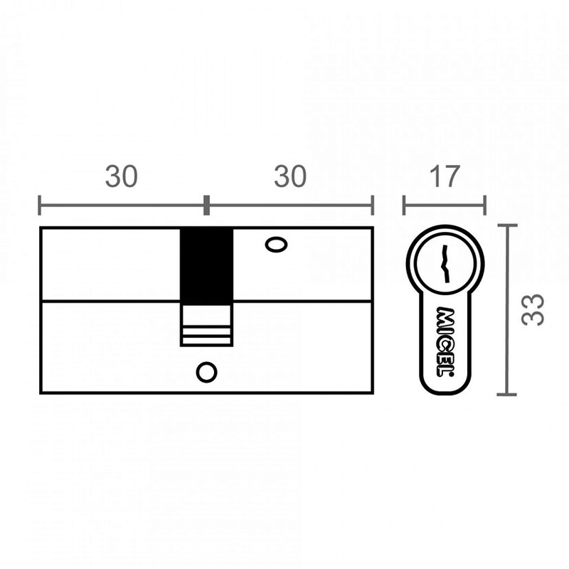 Cilindro de seguridad MICEL GS02 Leva larga 15 mm