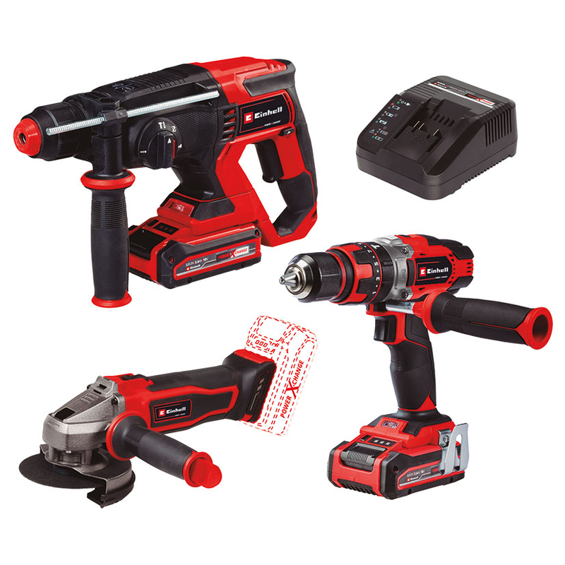 Kit martillo + amoladora+ atornillador a batería EINHELL TE-TK Li+2