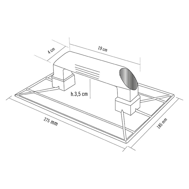 Llana plástica rectangular base estriada