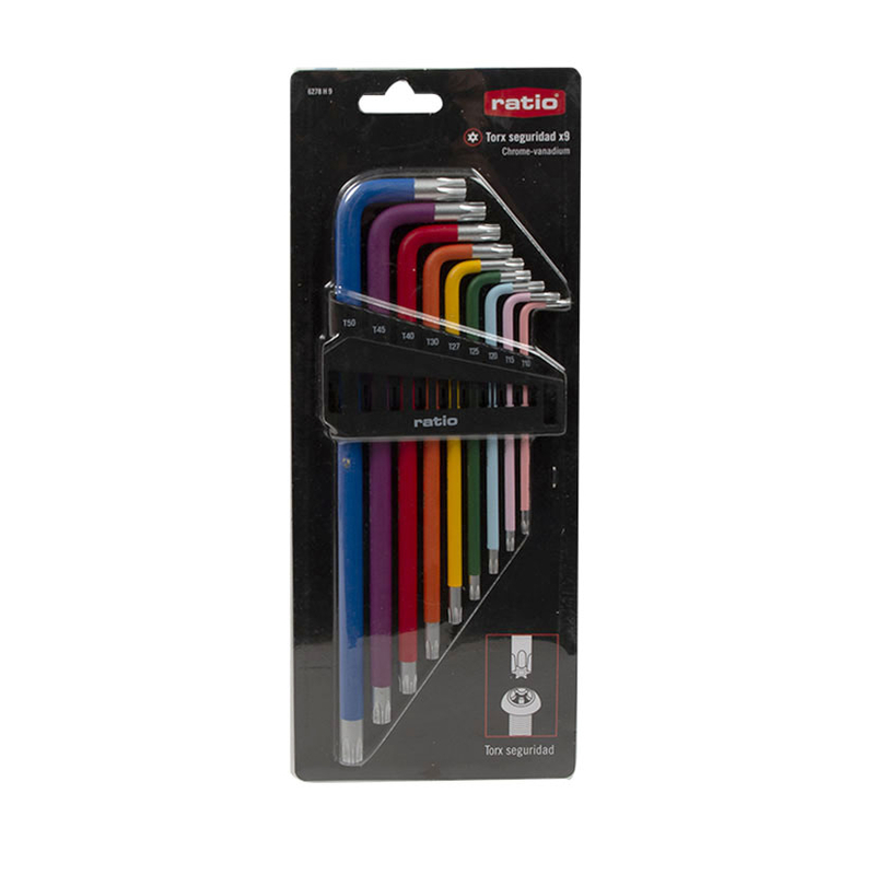 Juego 9 llaves Torx RATIO seguridad 6278