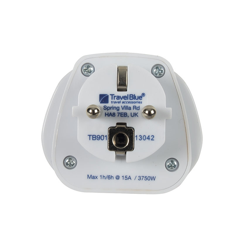 Adaptador de viaje TRAVELBLUE europeo con toma a tierra
