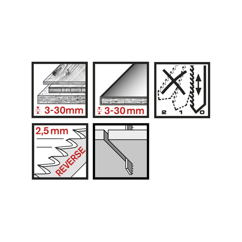 Set 3 sierras calar madera RATIO RT101BR corte limpio diente invertido anclaje tipo Bosch