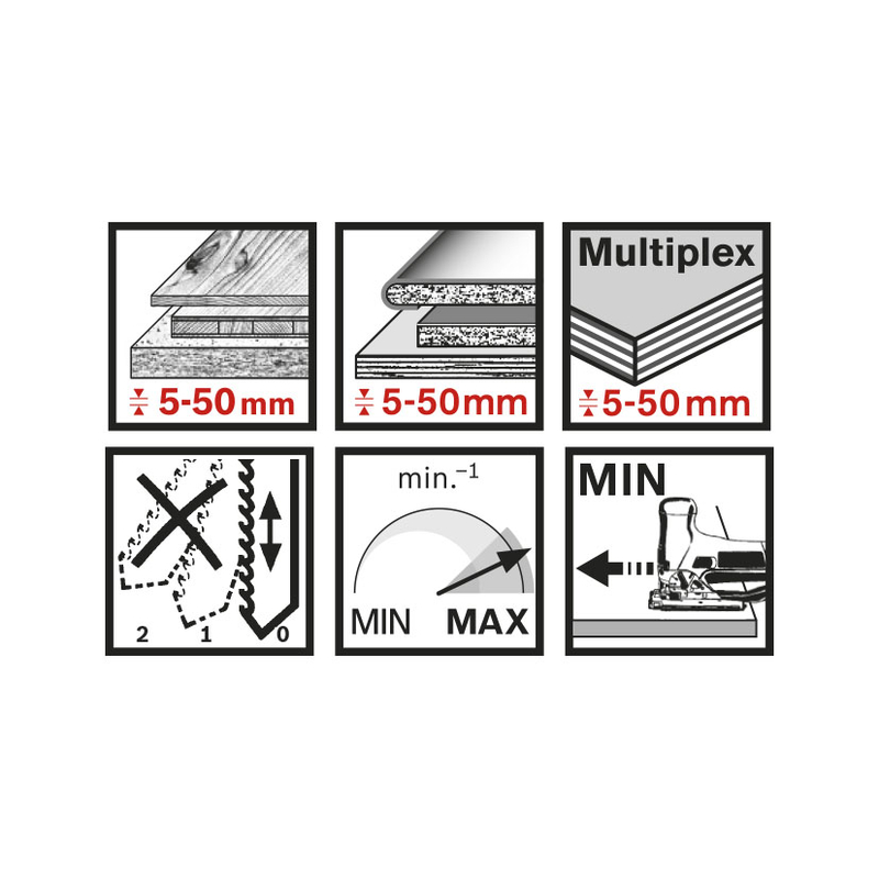 Set 3 sierras de calar madera/plástico RATIO RT308BF/308BF corte recto/curvo