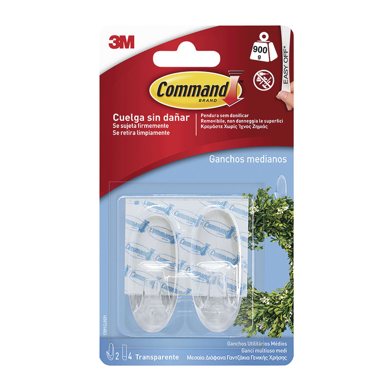 Colgadores adhesivos serie Command 3M transparentes