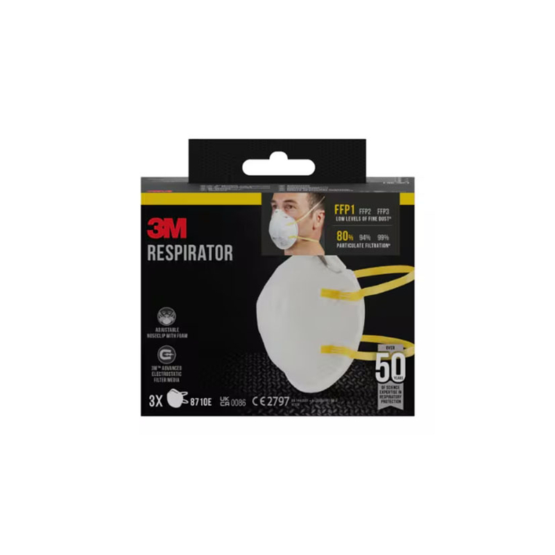 Mascarilla particulas FFP1 sin válvula 3M 8710E 7100329378 3 unidades